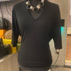Cable & Gauge Elegant Black V-Neck Top